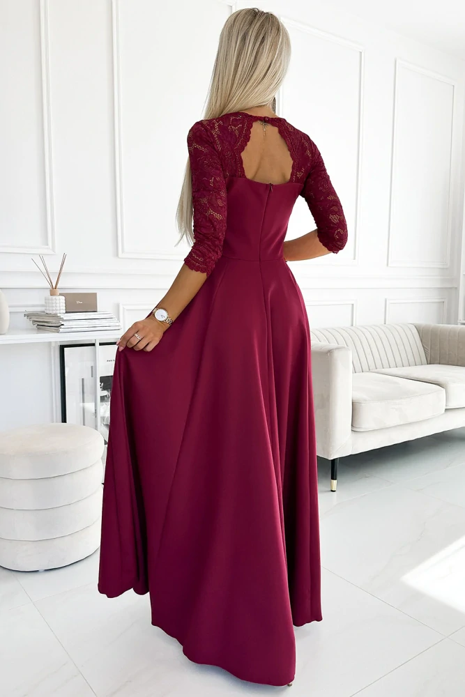 Numoco Dámské šaty 309-9 Amber vínová S / M / L / XL / XXL (Skladem: M)