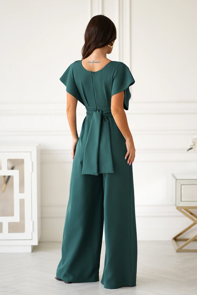 Dámský elegantní overal s širokými nohavicemi a kapsami 289-13 zelená S / M / L / XL (Skladem: L)