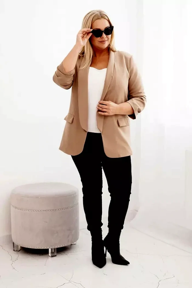 Dámské sako 8895-4 béžová Plus size XL/XXL
