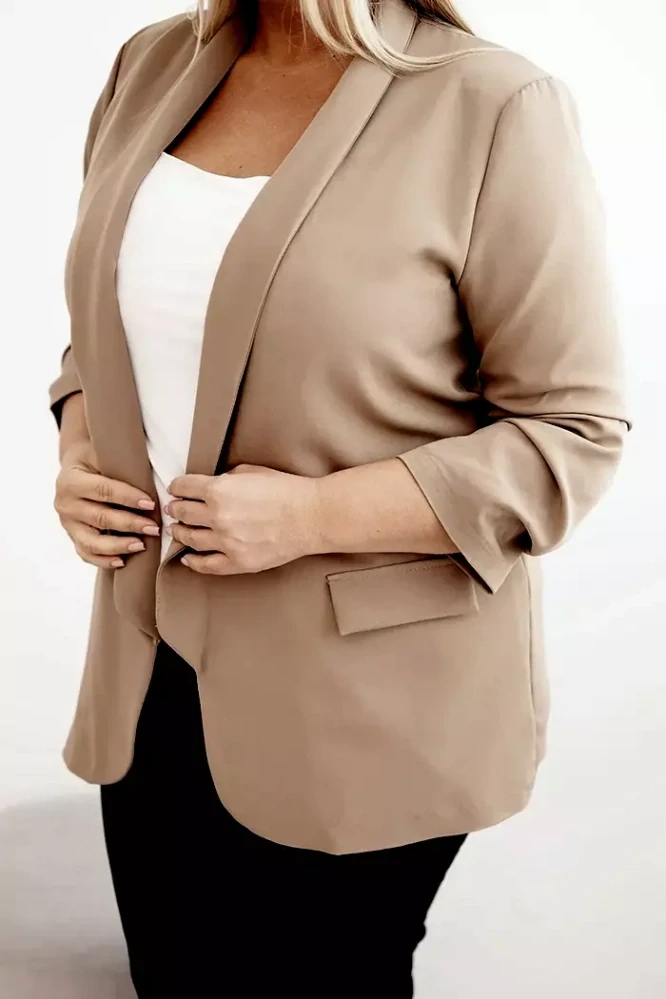 Dámské sako 8895-4 béžová Plus size XL/XXL