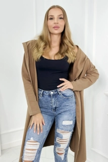 Dámský kardigan / kabátek /mikina OVERSIZE 9077-4 velbloudí hnědá - univerzální S/M/L