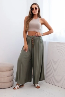 Letní dámské kalhoty široké 81733-5 khaki univerzální