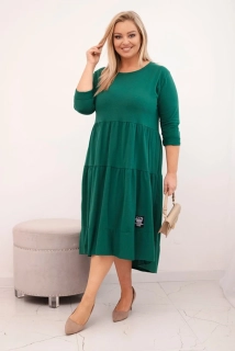 Dámské dlouhé MAXI šaty plus size s 3/4 rukávem a volánem ART22229-6 zelená 2XL - 4XL
