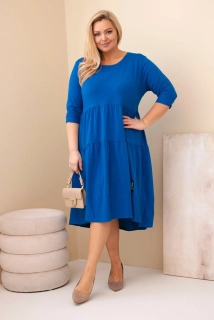 Dámské dlouhé MAXI šaty plus size s 3/4 rukávem a volánem ART22229-1 modrá 2XL - 4XL