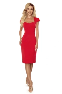 Numoco MIDI dámské šaty 318-1 červená S / M / L / XL
