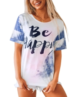Dámské batikované tričko BE HAPPY 12524516-1 bílá S / M / L / XL