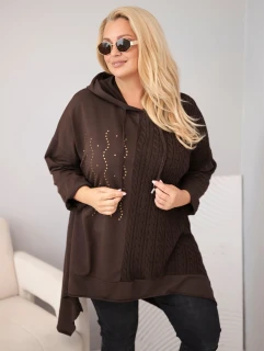 Dámská hnědá bavlněná mikina Plus Size Kesi ART24336-3 | 2XL–4XL